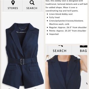 WHBM Blue Linen Blend Dobby Vest - NWoT - 10
